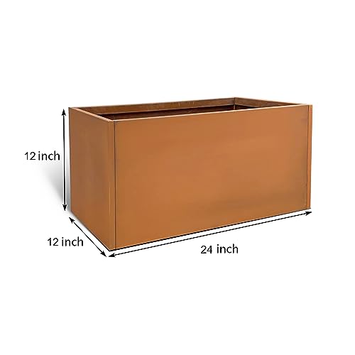 Corten Steel Planter Box Outdoor Planter Metal Square Large Steel Flower Pot Rustic Cube Patina Tall Plant 20 Inch Durable Antique for Commercial Residential Patio Deck Yard Garden