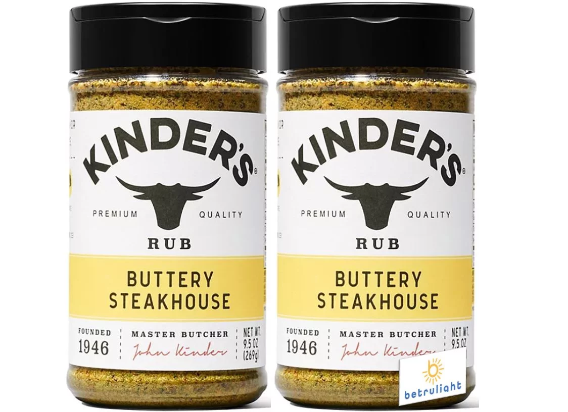 BETRULIGHT - Buttery Steakhouse Rub and Seasoning is gluten free, non-GMO, and no added MSG Kinder's Buttery Steakhouse Rub and Seasoning (9.5 oz.) Bundled with Betrulight Fridge Magnet – 2 Pack