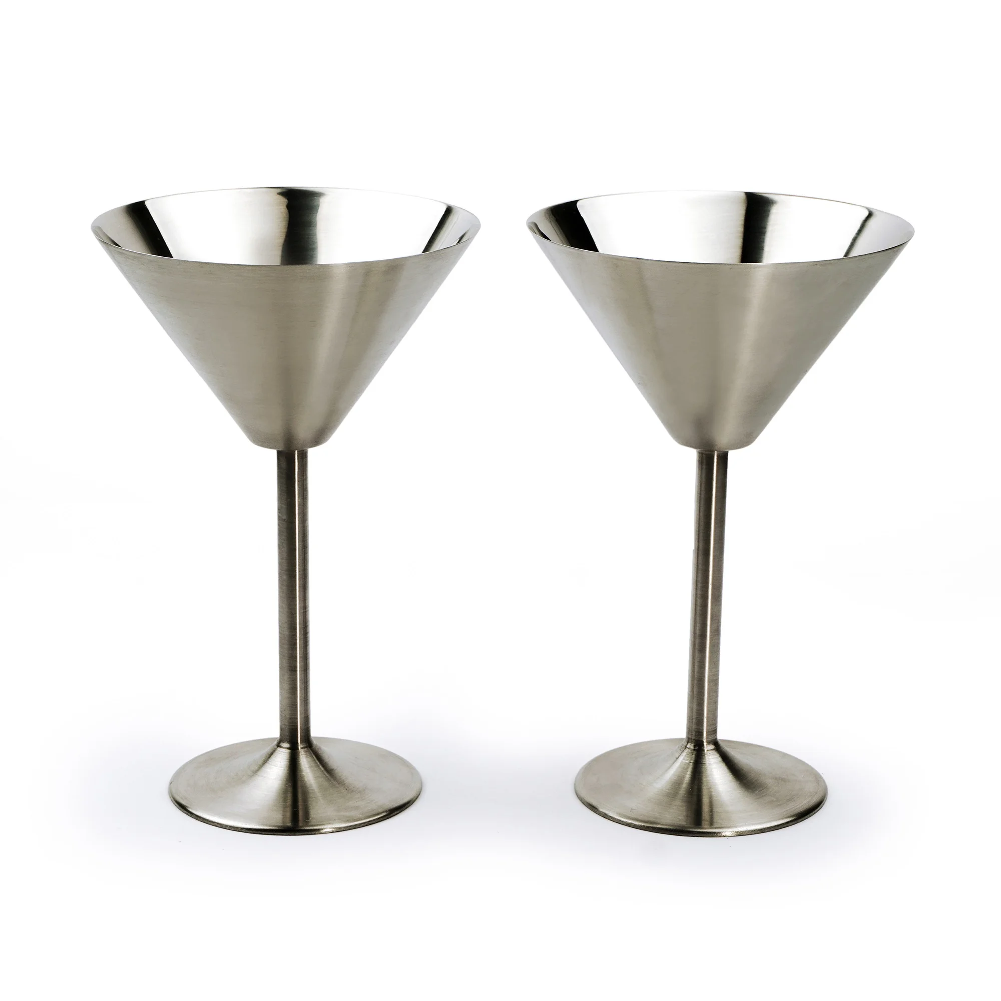 Silver Stainless Steel Martini Glass (Set of 2) 6 Oz 4.5 x 7