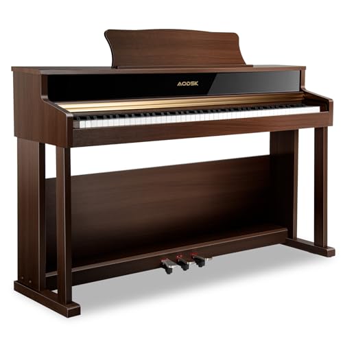 AODSK 88 Key Digital Piano,Weighted Hammer Action Digital Piano with Full-Size Weighted Keys,Triple Pedal,Beginner Bundle with Furniture Stand,Slide Key Cover,Piano Lessons