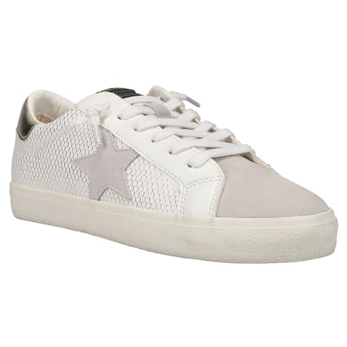 VINTAGE HAVANA Womens Kate Snake Lace Up Sneakers Shoes Casual - Gold, Grey, White