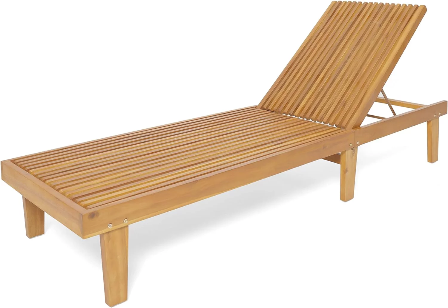 Addisyn Outdoor Wooden Chaise Lounge, Teak Finish