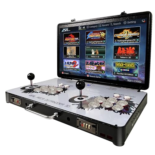 Portable 20000 in 1 Metal Box 3D Arcade Game Console, 22 inch Screen Retro Electronic Game Console, with Search/Hide/Save/Load/Pause Functions