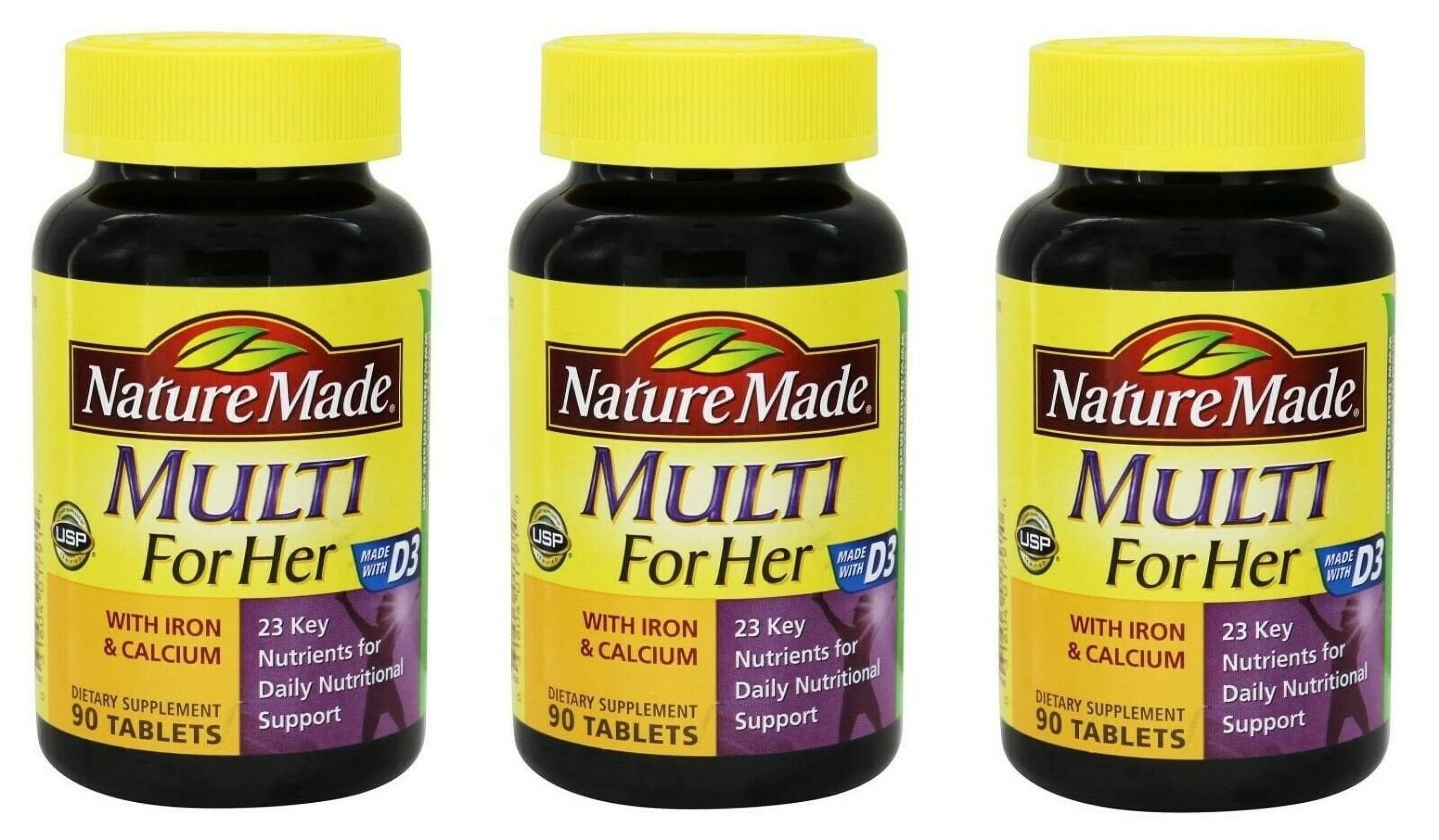 Nature Made w/ Iron & Calcium D3 Dietary Supplement Tablets, 90ct, 3-Pack