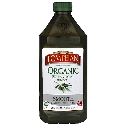 Pompeian USDA Organic Smooth Extra Virgin Olive Oil, Contains Polyphenols, First Cold Pressed, Smooth, Delicate Flavor, Perfect for Sautéing & Stir-Frying, 68 FL. OZ.