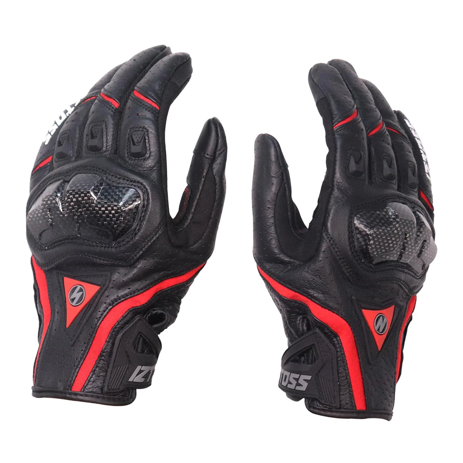 AMLESO Motorcycle Gloves Bike Cycling Gloves Carbon Fiber Joint Protection Shell Touch Screen Motorbike Motocross Men Winter Gloves , Black Red XL