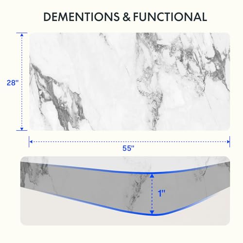 FLEXISPOT EN2 Whole-Piece Standing Desk with Clamp Power Strip, 55 x 28” Electric Stand Up Height Adjustable Desk with Cable Management (Black Frame + 55