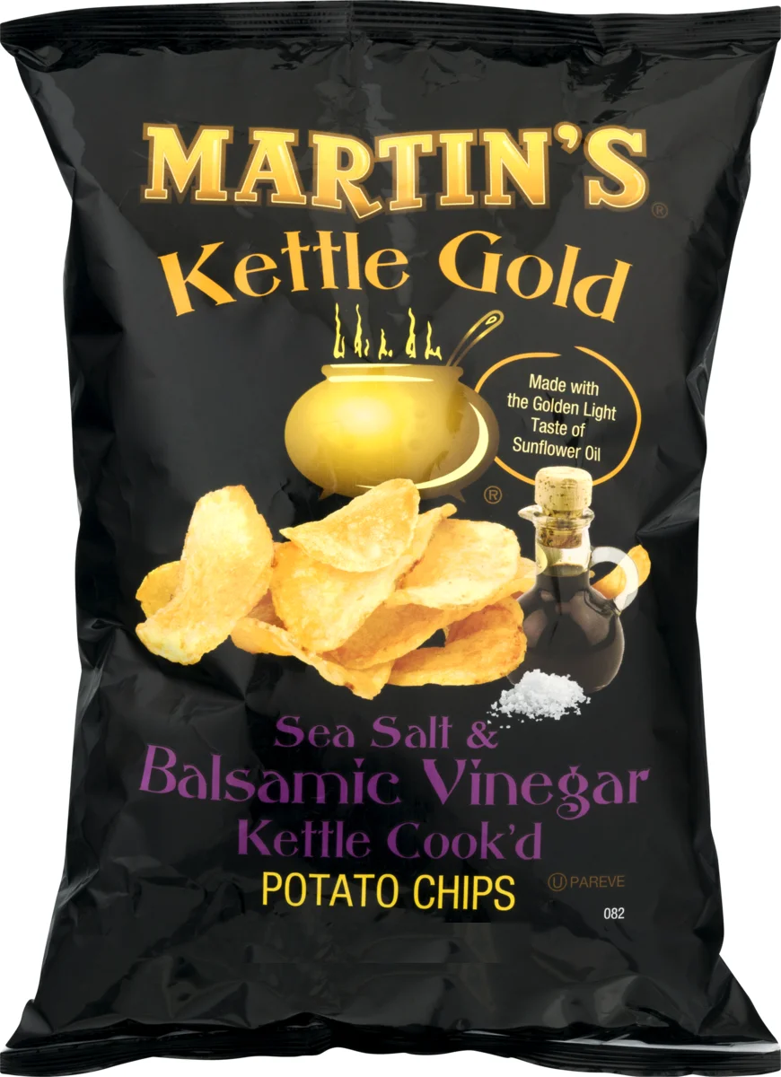 Martin's Kettle Gold Kettle Cook'd Sea Salt & Balsamic Vinegar Potato Chips, 3-Pack 8 oz. Bag