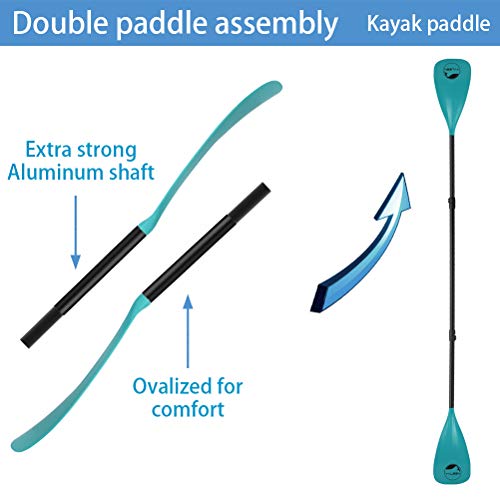 YVLEEN SUP Paddle Board Paddle，Stand up Paddleboard Paddles Adjustable Aluminum 4-Piece Floating Kayak Paddle，Convertible Paddle
