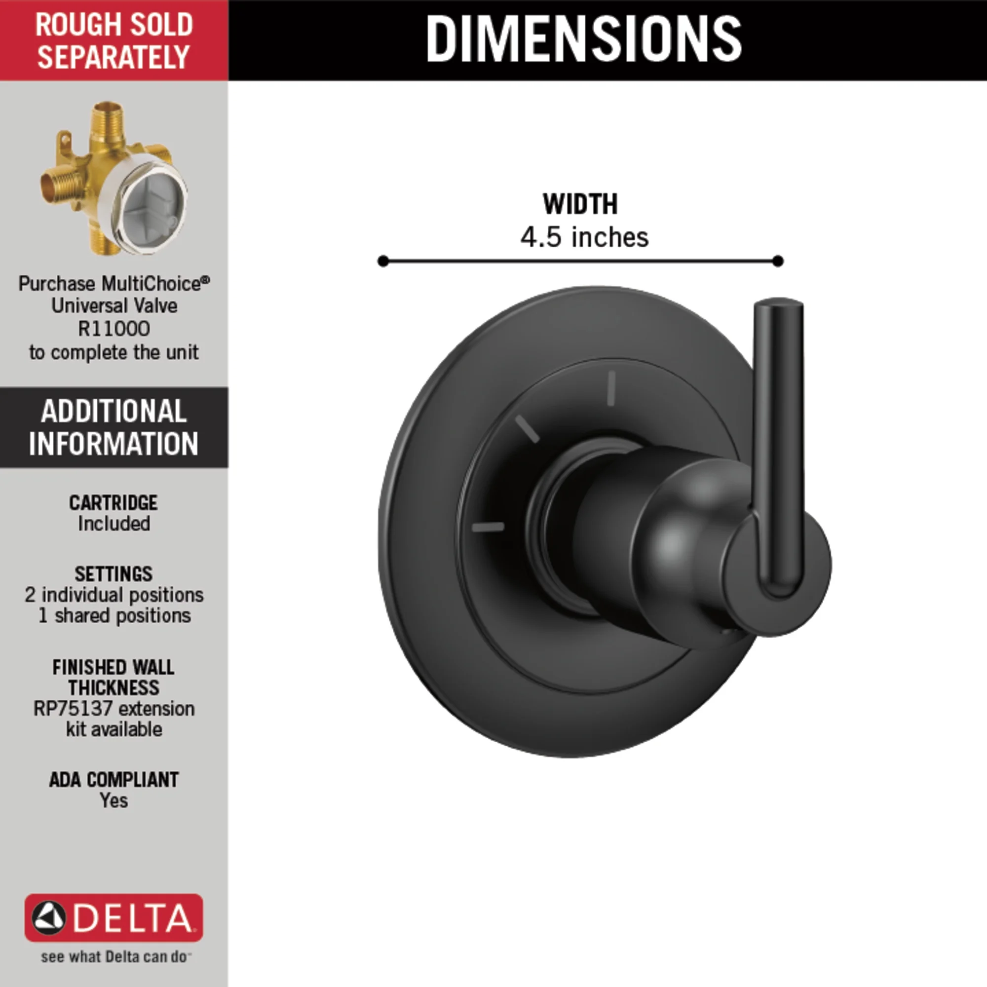 Delta Trinsic® 3-Setting 2-Port Diverter Trim