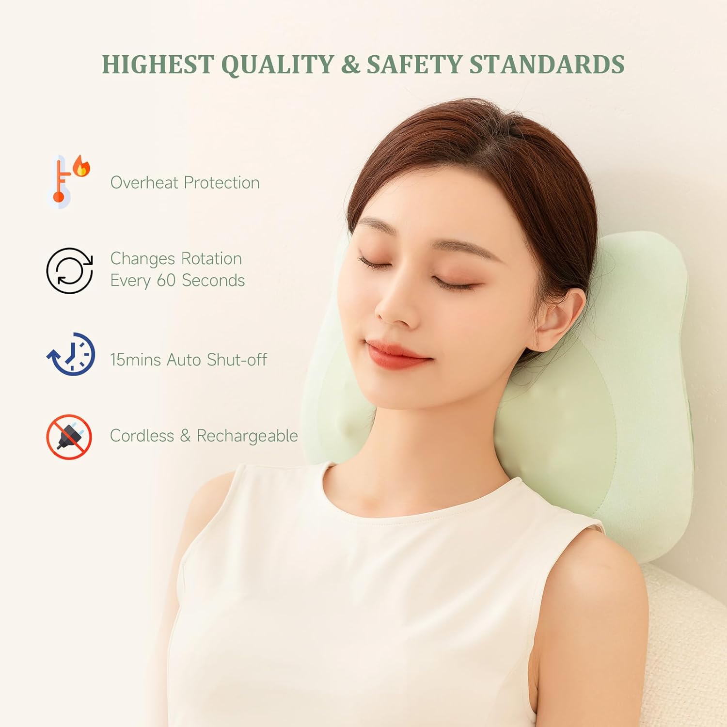 Cordless Shiatsu Back Massager with Heat – Deep Tissue Massage Pillow for Lower Back, Neck, and Shoulders, Use at Home, Car, or Office