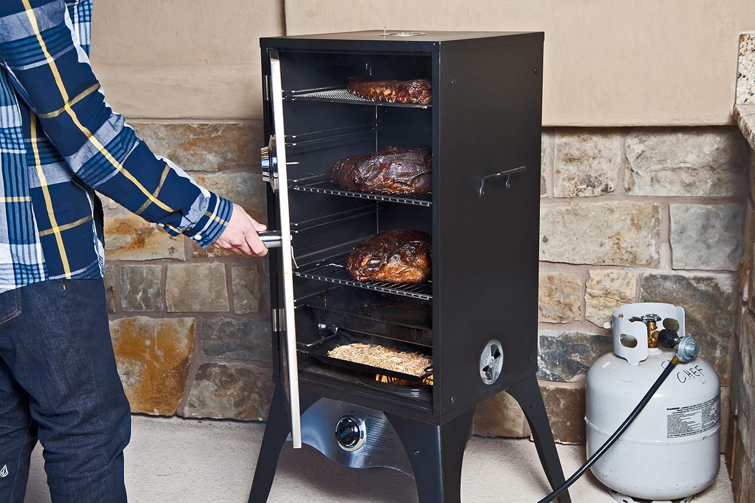 Camp Chef Smoke Vault, 18 Vertical Smoker, Dimensions 18 in. x 16 in. x 44 in.