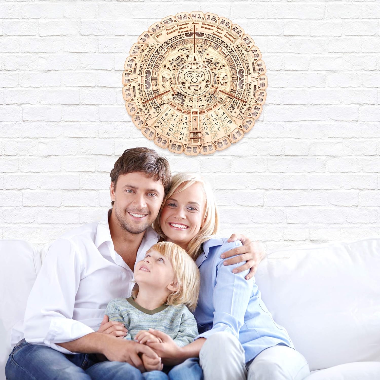 Wood Trick Mayan Wall Calendar 3D Wooden Puzzles for Adults and Kids to Build - 16 - Wooden Model Kit - Aztec Calendar