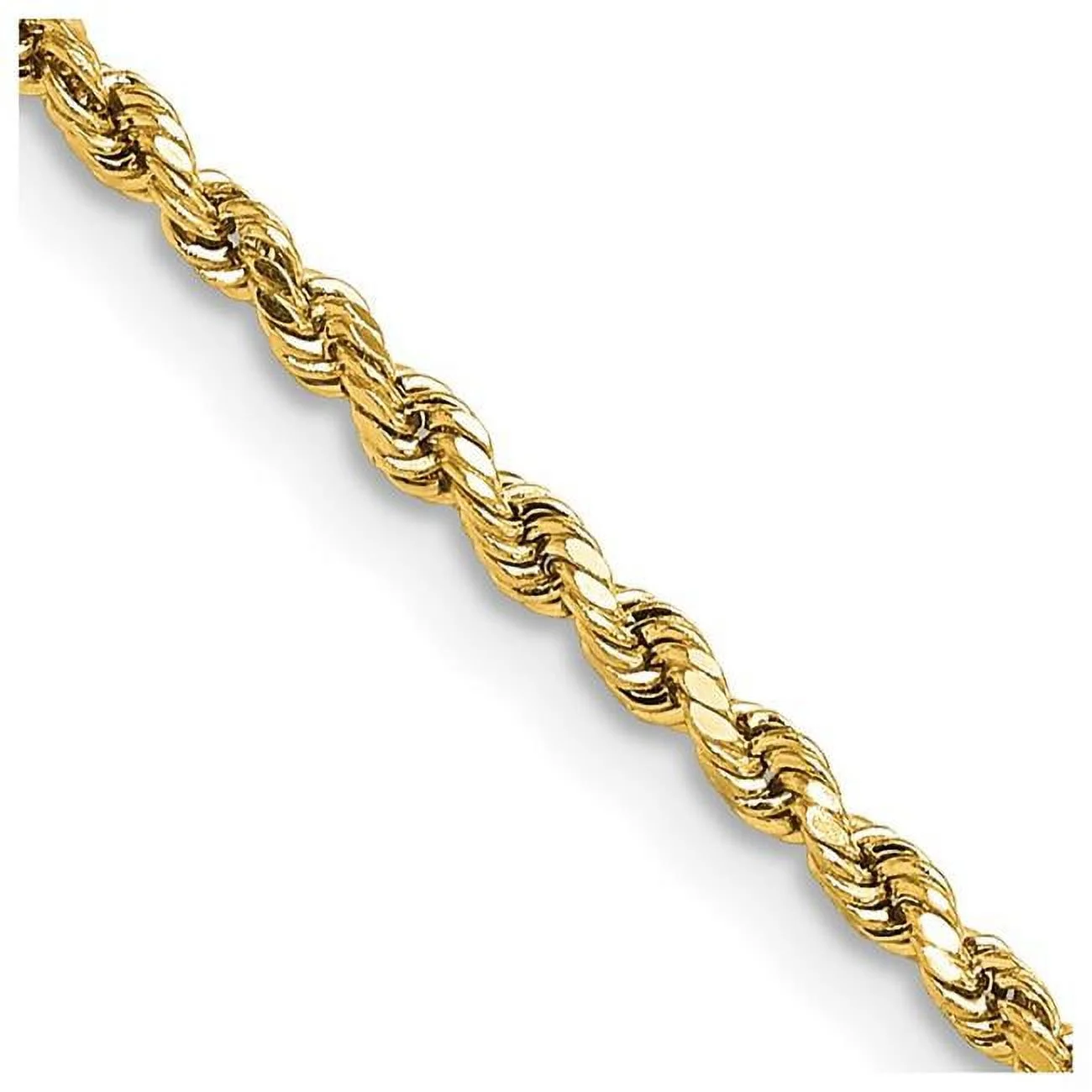 Primal Gold 10 Karat Yellow Gold 2.25mm Semi-solid Diamond-cut Rope Chain