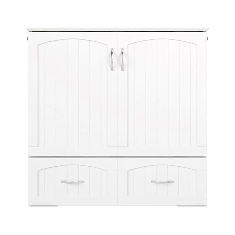 Bowery Hill Modern Wood Twin XL Murphy Bed Chest with Mattress in White