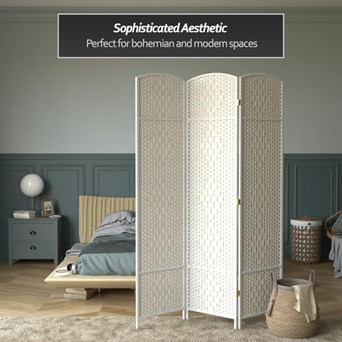 Red Lantern 7 ft. Tall Diamond Weave Dark Beige-6 Panels Room Divider