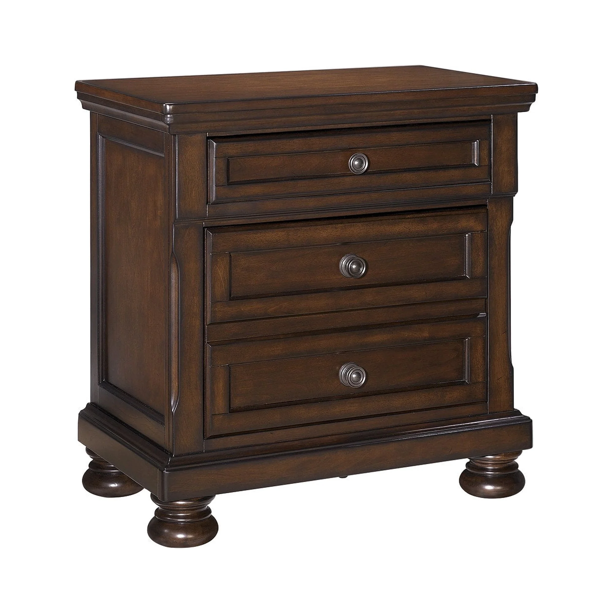 Signature Design by Ashley Porter Classic 2 Drawer Nightstand with Dovetail and Ball-bearing Construction, Dark Brown
