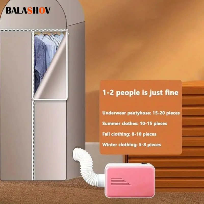 Household Quick Drying Clothes Dryer Small Drying Clothes Dryer Warm Is Dehumidified, Dry Shoes Warm Shoes, Wardrobe Folding pink-Host-cloth EU