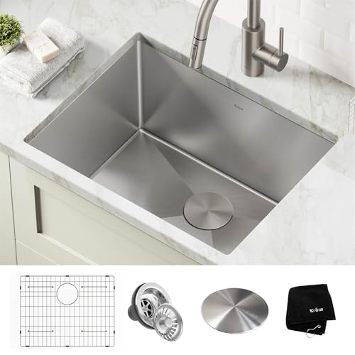 Kraus KHU101-24L Standart PRO 24-inch Undermount 16 Gauge Single Bowl Laundry and Utility Sink, 24 Inch, Tight Radius