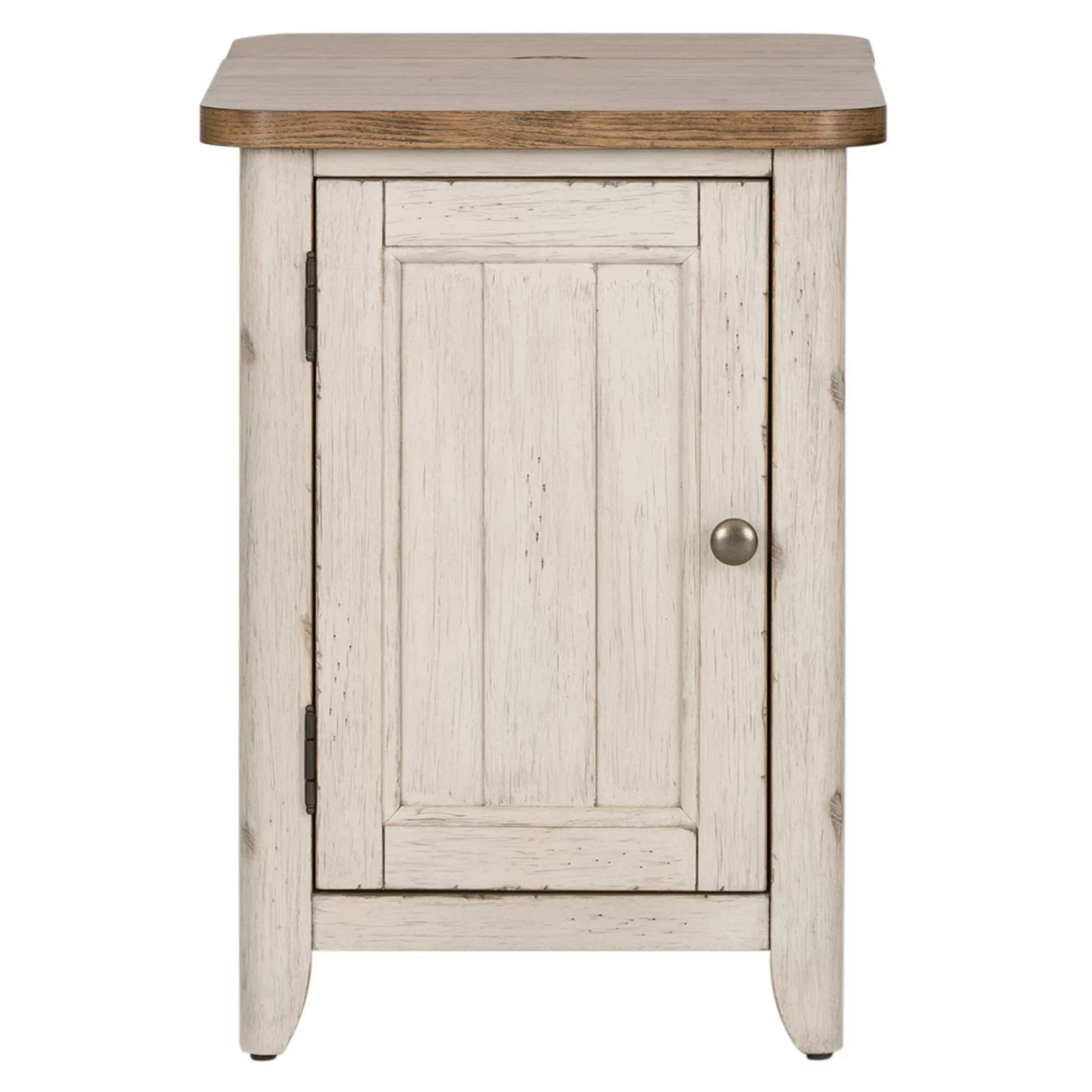 Farmhouse Reimagined White Door Chair Side Table w/ Charging Station