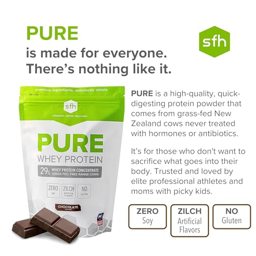 SFH Pure Whey Protein Powder Best Tasting 100% Grass Fed Whey | All Natural | 100% Non-GMO, No Artificials, Soy Free, Gluten Free