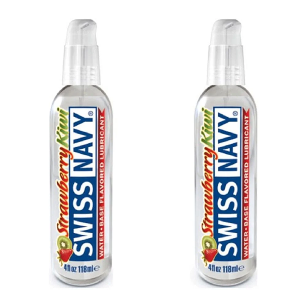 Swiss Navy Water-Based Lubricant , Strawberry-Kiwi Flavored 4oz - 2 Pack