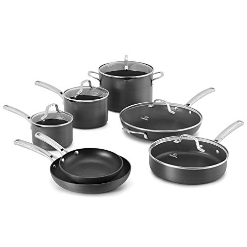 Calphalon Classic Nonstick Hard-Anodized 14-Piece Cookware Set, Grey