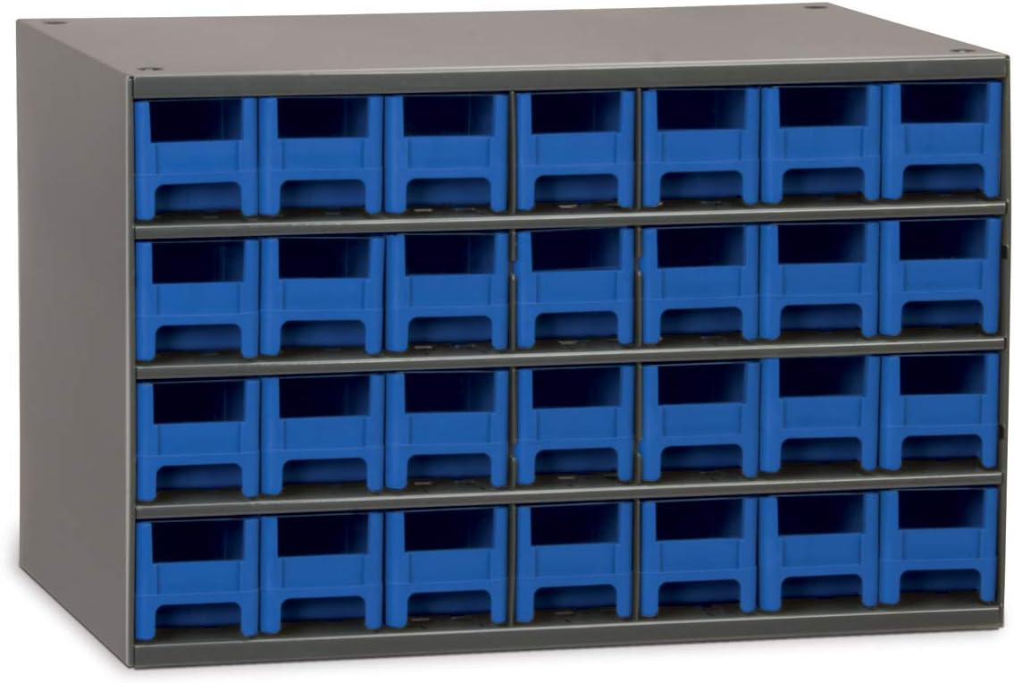 Akro-Mils 28-Drawer Steel Parts Craft Storage Cabinet Hardware Organizer, 19228, (17-Inch W x 11-Inch D x 11-Inch H), Gray Cabinet, Gray Drawers