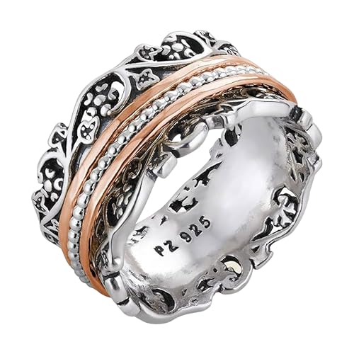 925 Sterling Silver Spinner Ring for Woman by Paz Creations, Fidget Rings Hand Crafted, Anxiety Ring for Women, Vintage Rings for Women with 1 Year Warranty