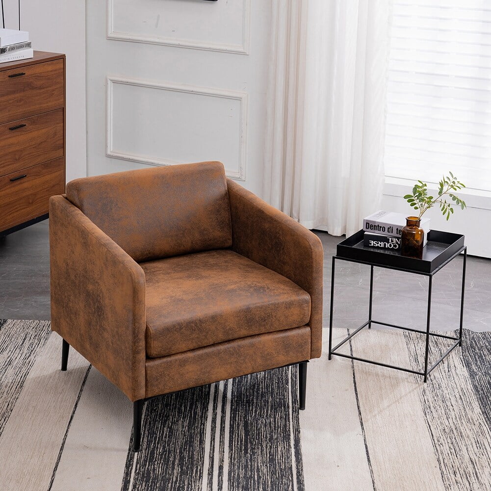 Indoor Wooden Frame Bronzing Cloth Accent Chair with Iron Legs