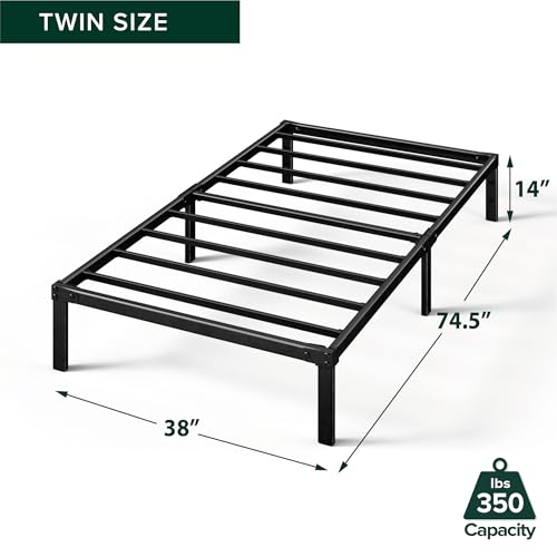 ZINUS Van 16 Inch Metal Platform Bed, Steel Slat Support, No Box Spring Needed, Eco Friendly WonderBox Packaging, Easy Assembly, Black, Full