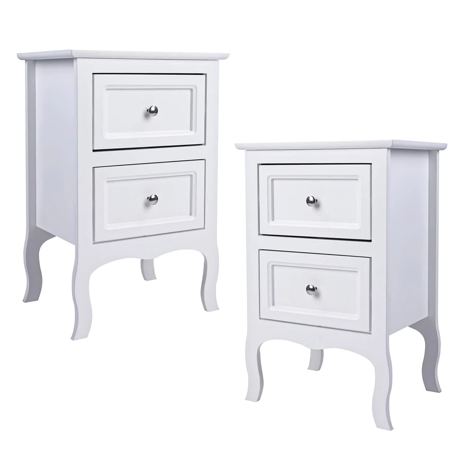 Veryke Nightstand Set of 2 for Bedroom, Modern End Table with 2 Drawer Set of 2 Storage Cabinet for Bedroom, Living Room, Dining Room Furniture, White (2pcs)