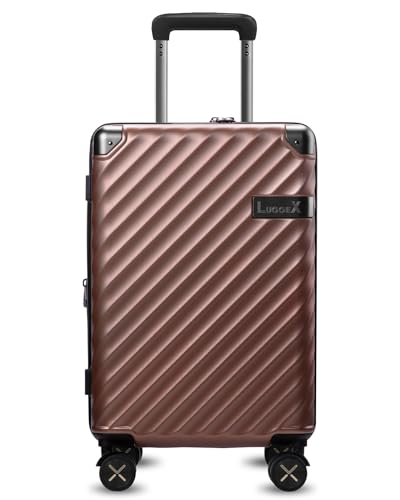 LUGGEX Luggage with Spinner Wheels, Polycarbonate Expandable Hard Shell Suitcase, Carry On 20 Inch, Charcoal Metallic