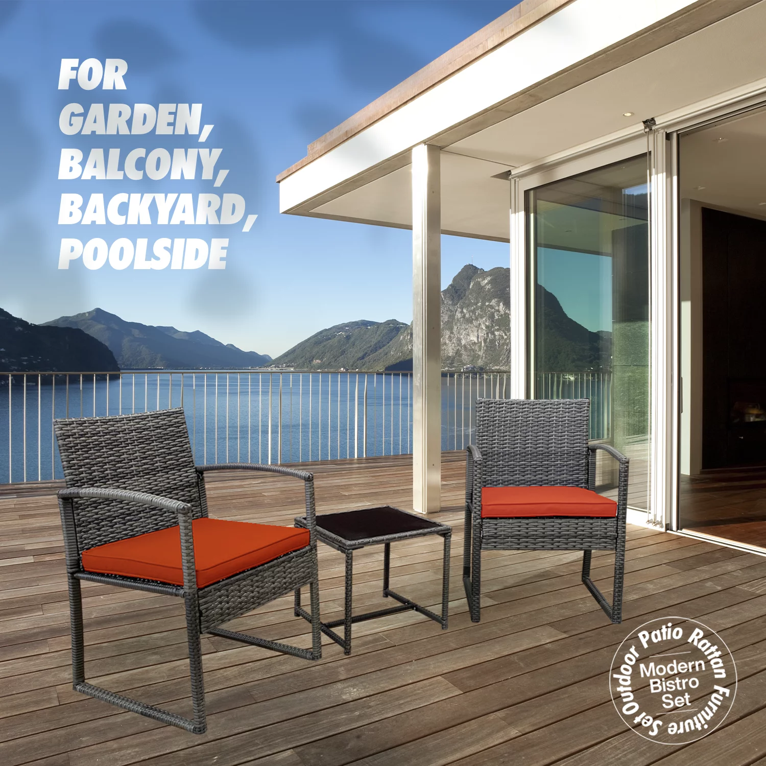 Avel 3-Piece Beautiful Bistro Rattan Furniture Set