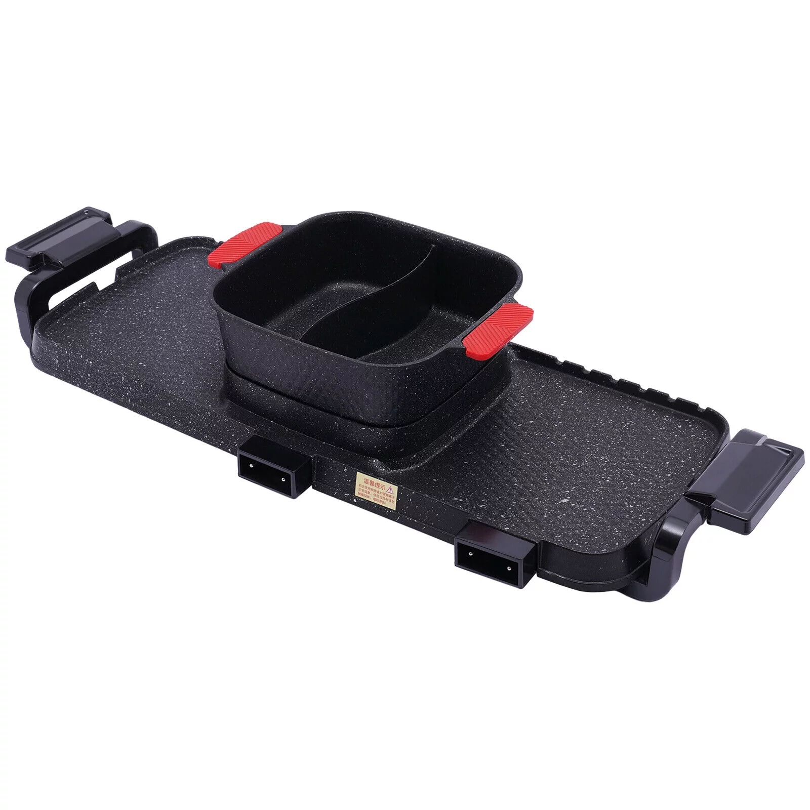 Denest Electric 2 in 1 Hot Pot BBQ Oven Smokeless Barbecue Pan Grill Hotpot Machine