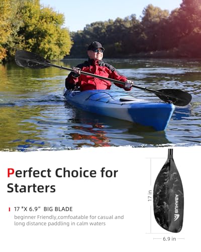 Abahub Adjustable Kayak Paddle 210-230 cm/ 230-250 cm Floating Kayaking Oars Boating Oars Canoeing Oars Black