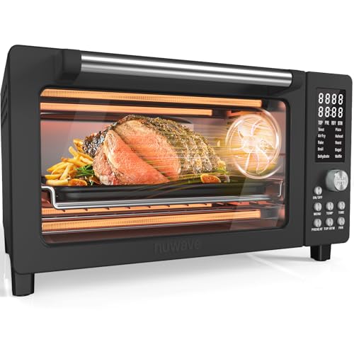 Nuwave Bravo Pro Smart 21QT Toaster Oven Air Fryer Combo, Convection Oven Countertop, 10 functions all in 1, with even & quick crisp technology, 50-450°F, 1800W, Stainless Steel