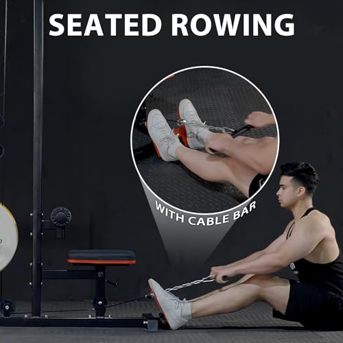 Mikolo LAT Pulldown Machine, LAT Row Cable Machine with Leg Hold Down Attachment, LAT Tower with Cable Row Attachment, Cable Machine Home Gym