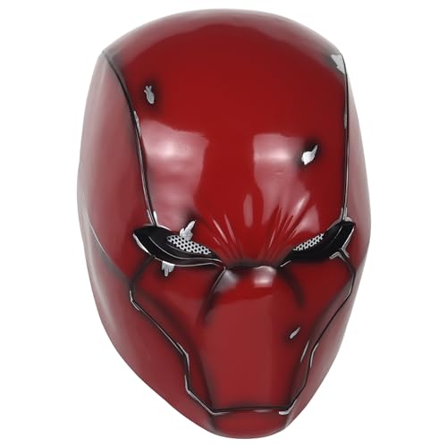 Red Hood Helmet Metallic Effect Red Hood Mask Deluxe Cosplay Prop for Fans Collector's Edition