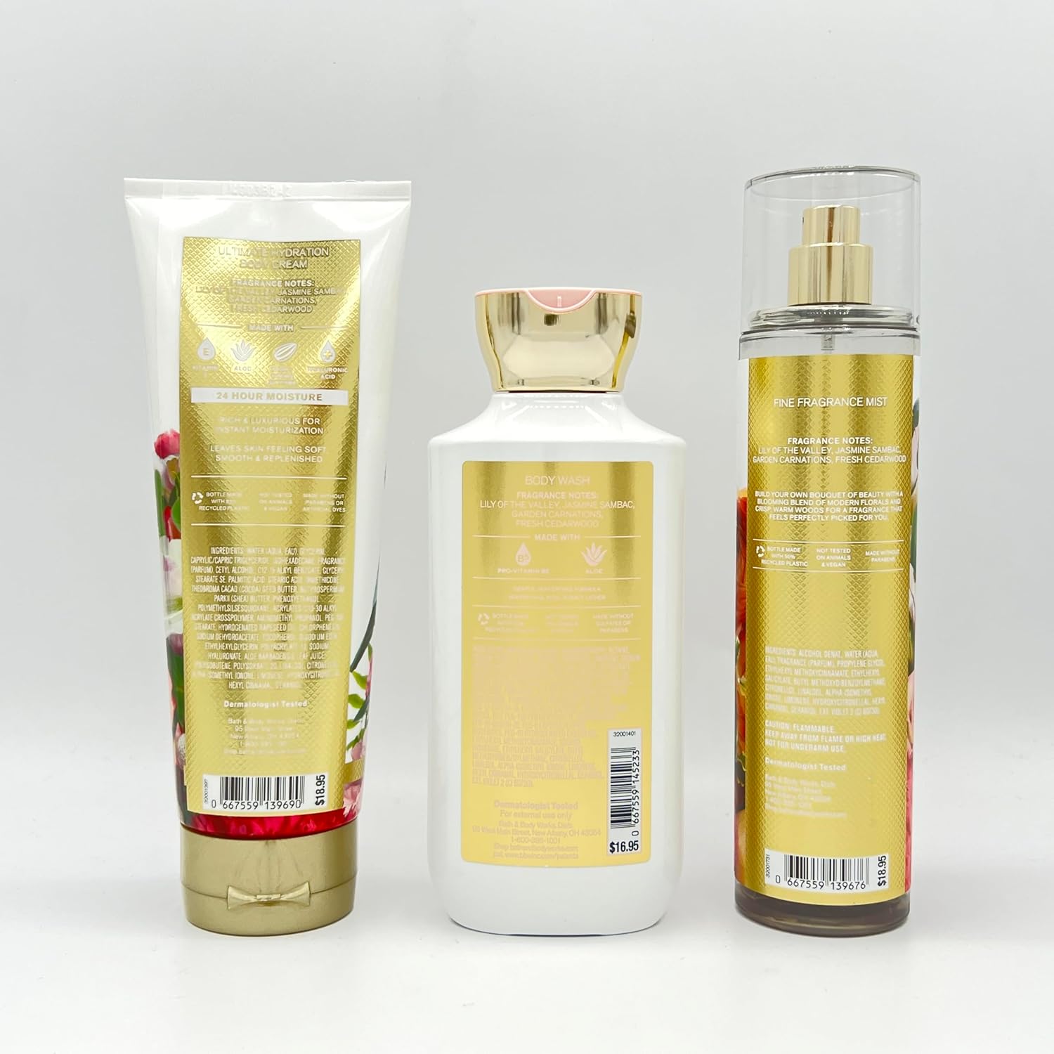 Bath & Body Works Brightest Bloom 3-Piece Bundle ~ Ultimate Hydration Body Cream, Body Wash and Fine Fragrance Mist