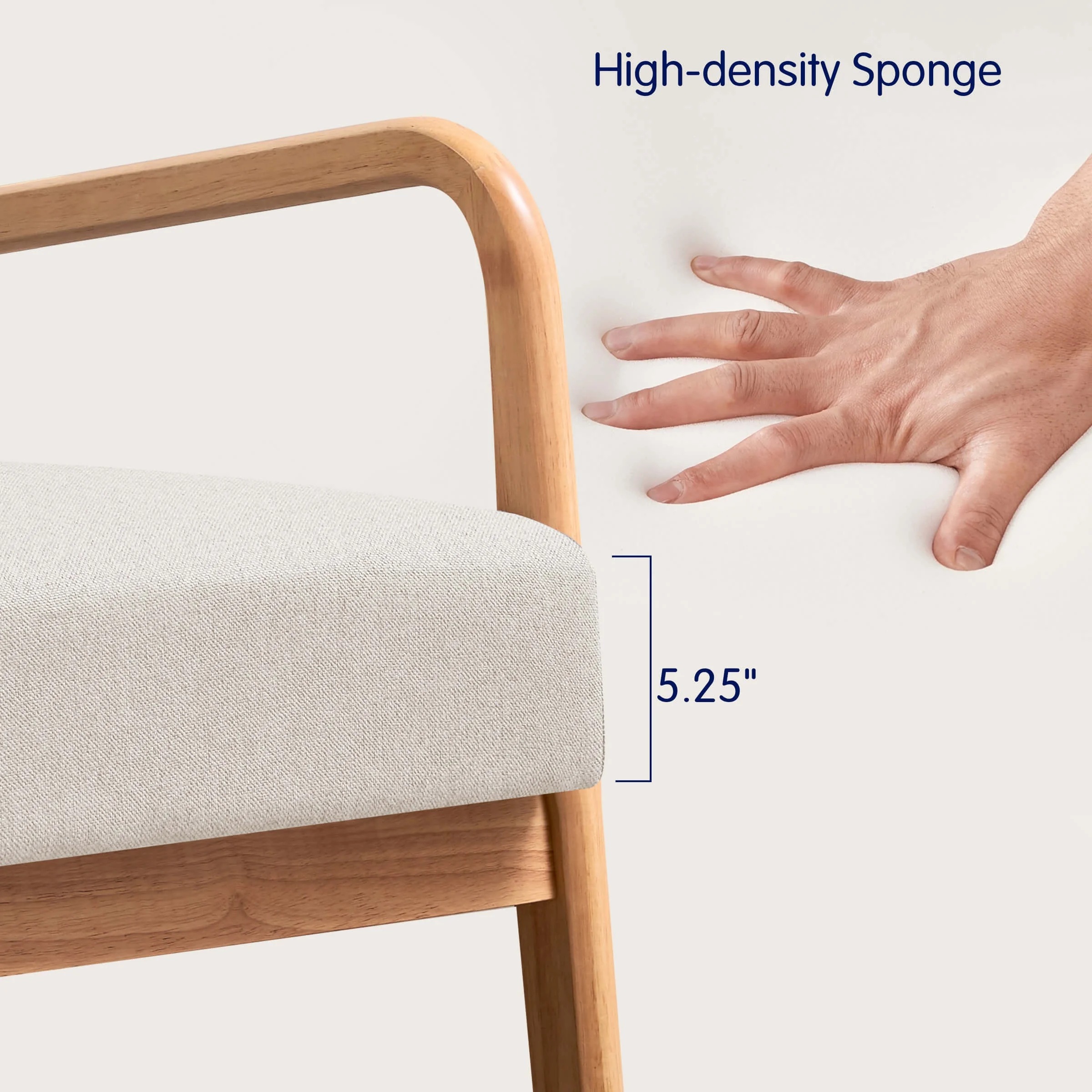 Subrtex Modern Accent Chair Linen Upholstered Arm Chairs with Solid Wood Frame, Beige