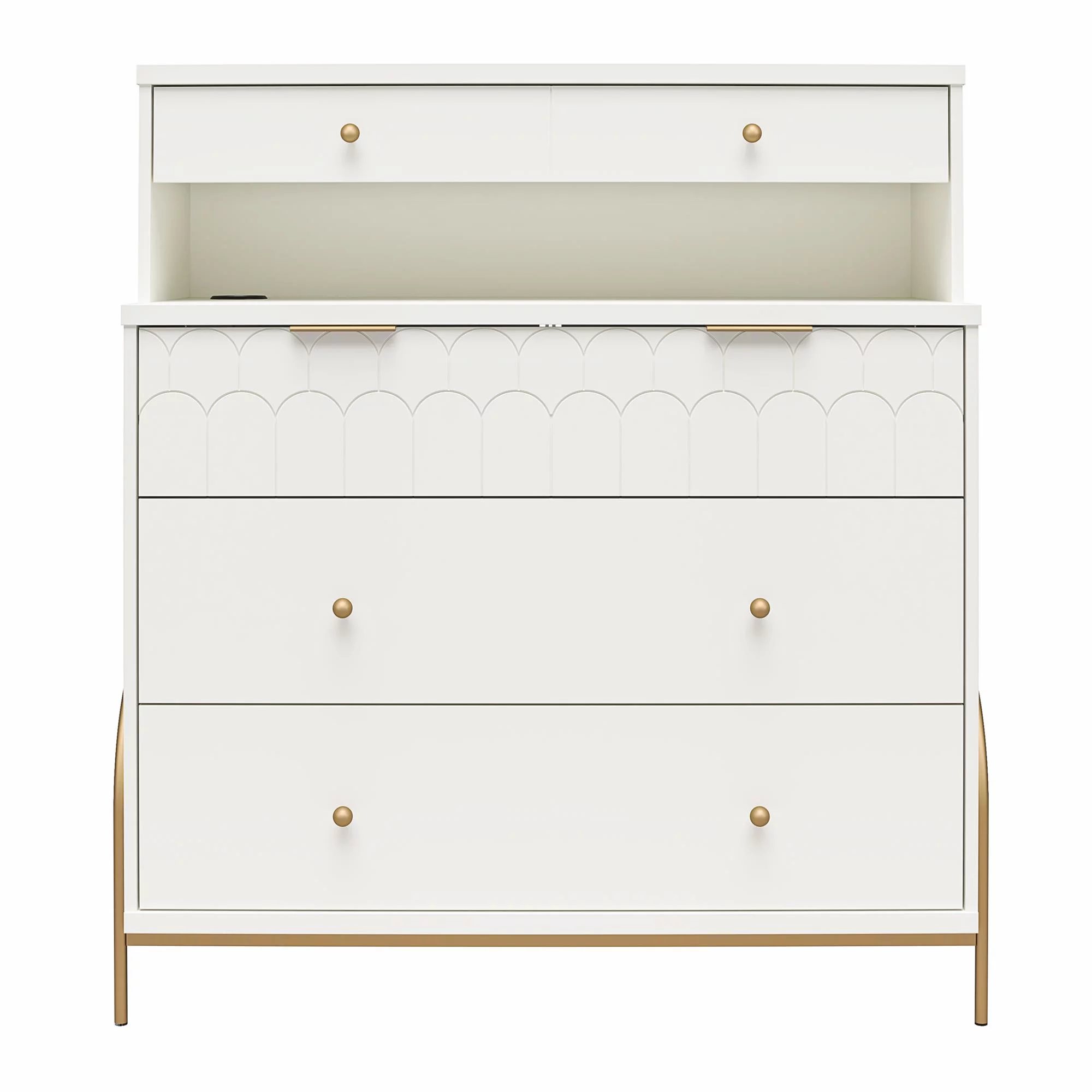 CosmoLiving by Cosmopolitan Anastasia 4 Drawer Dresser w/ Hutch, White