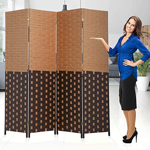 Room Dividers and Folding Privacy Screens 6 Panel 6 ft Foldable Portable Room Seperating Divider, Handwork Wood Mesh Woven Design Room Divider Wall, Room Partitions and Dividers Freestanding, Black