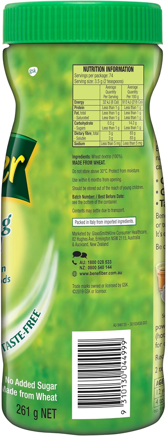 Benefiber Taste-Free, Sugar-Free Fiber Supplement Powder for Digestive Health 74 Servings 261g