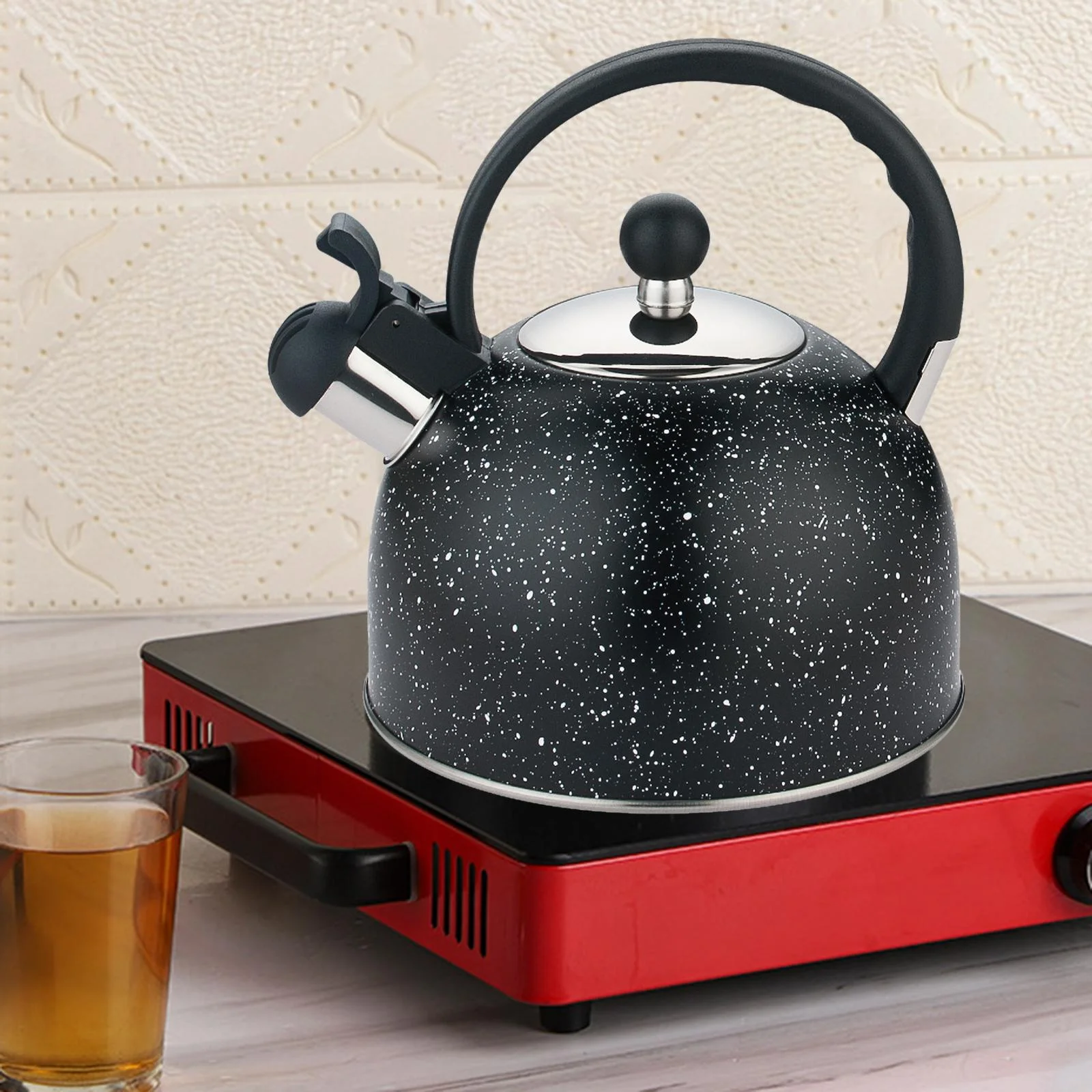 Multipurpose Loud Whistling Kettle 2L Large Capacity Hiking Teapot Cookware Stainless Steel coffee kettle Kettle for home Hiking black