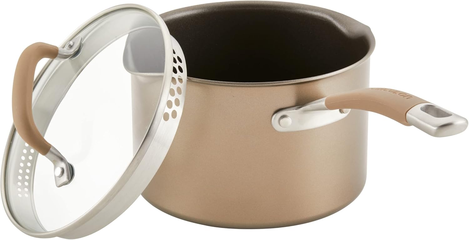 Circulon Premier Professional Hard Anodized Nonstick Cookware Induction Pots and Pans Set, 10 Piece, Bronze