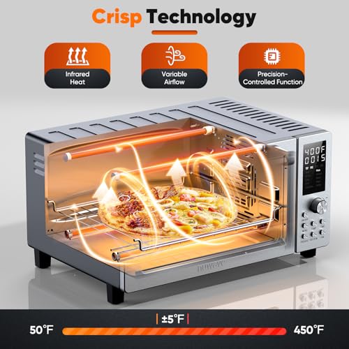 Nuwave Bravo Pro Smart 21QT Toaster Oven Air Fryer Combo, Convection Oven Countertop, 10 functions all in 1, with even & quick crisp technology, 50-450°F, 1800W, Mint Green