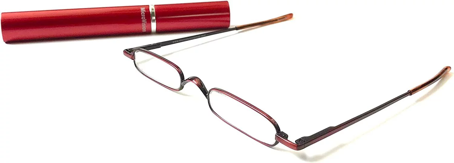MicroVision Optical Original Mini Reader Reading Glasses With Tube Case For Women and Men Lightweight & Portable Eyeglasses