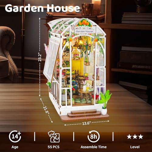 DIY Book Nook Kit Miniature House Kit Wooden 3D Puzzle DIY Dollhouse Booknook Bookshelf Insert Decor with LED DIY Bookend Diorama Puzzles Crafts Hobbies Gifts for Adults/Teens, Book Store