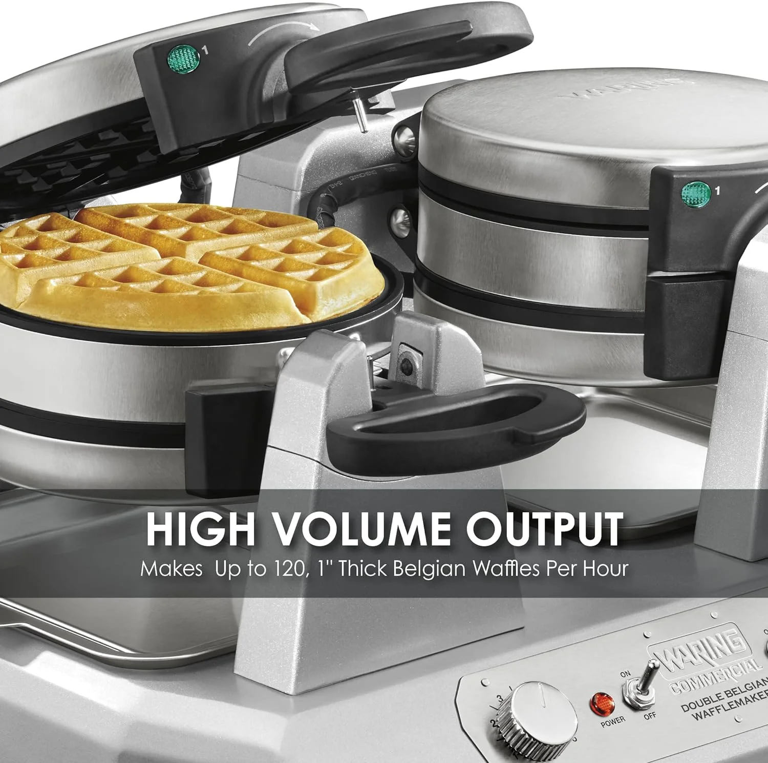 WW300BX Double Side By Side Belgian Waffle Maker, Coated Non Stick Cooking Plates, Produces 75 Waffles Per Hour,208V, 2700W, 6-15 Phase Plug